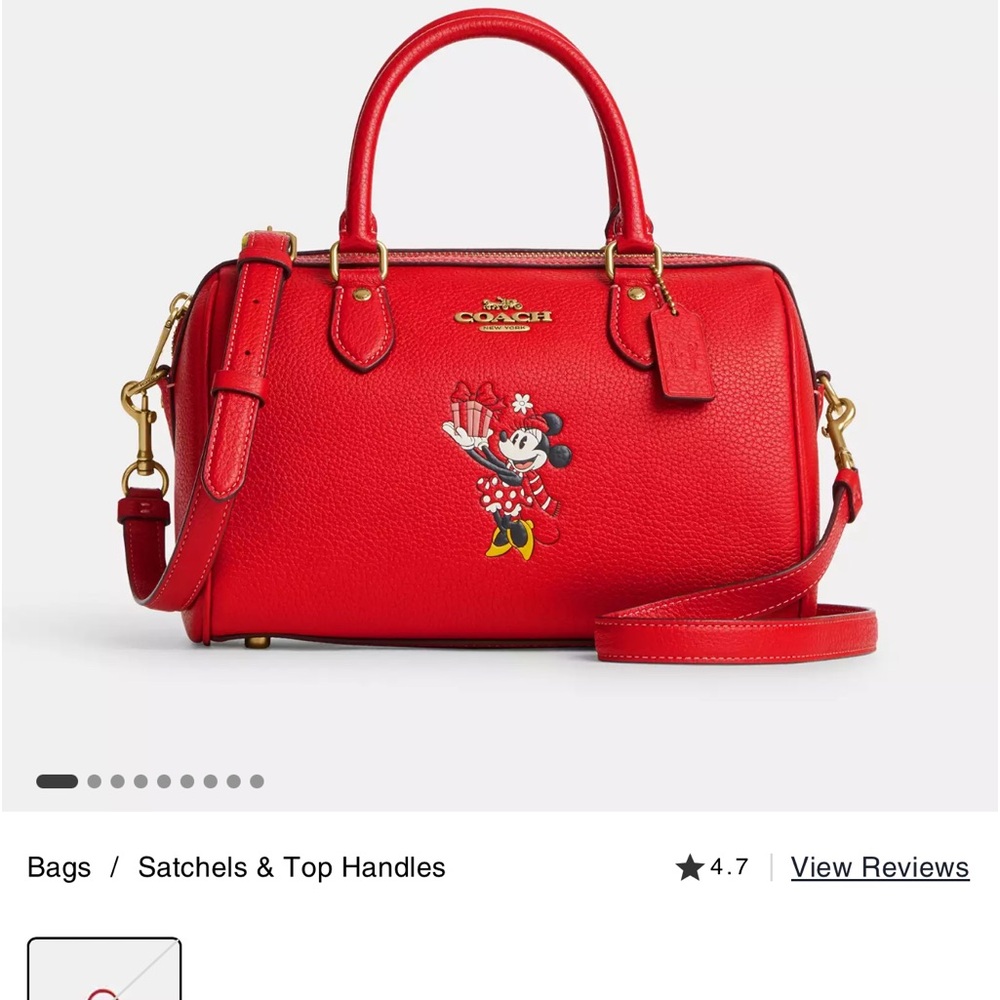NWOT Coach DISNEY X COACH ROWAN SATCHEL WITH MINNIE MOUSE BRASS/ELE. NEVER WORN